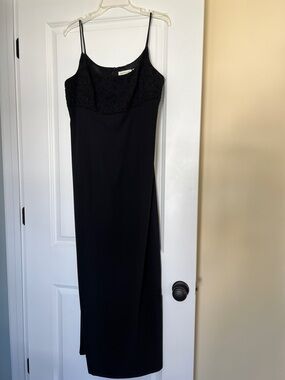 Ann Taylor Black Beaded Spaghetti-Strap Maxi Dress